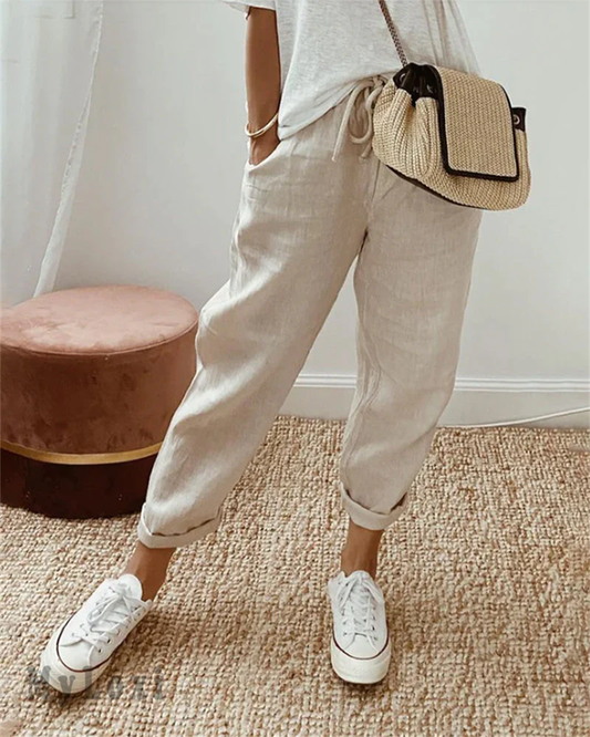 💕50% DE RÉDUCTION💕Pantalon décontracté en coton et lin pour femme