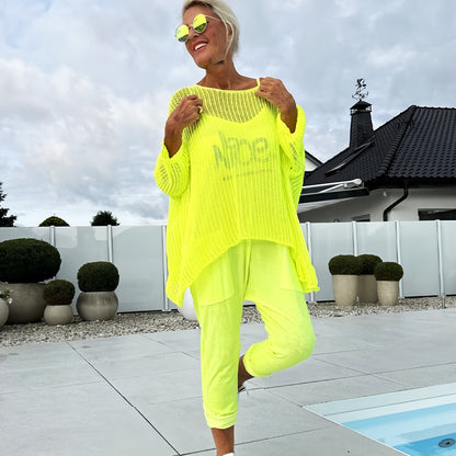 Combinaison + Smock creux à imprimé lettres pour femmes, tenue décontractée