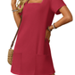 💕Promotion d'été 50% DE RÉDUCTION👗Robe décontractée à carreaux femme à manches courtes avec poches