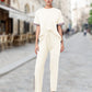 Ensemble de T-shirt Rayé et Pantalon de Jogging à Jambes Larges pour Femmes