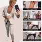 Ensemble 2 pièces veste et pantalon décontractés pour femme