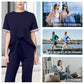 Ensemble de T-shirt Rayé et Pantalon de Jogging à Jambes Larges pour Femmes