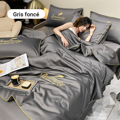🛏Meilleurs prix pour l'été❄️Parure de lit quatre pièces en velours de haute qualité💕Confortable et rafraîchissant(🚀55% de réduction)