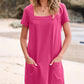 💕Promotion d'été 50% DE RÉDUCTION👗Robe décontractée à carreaux femme à manches courtes avec poches