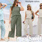 🌺New Arrival Hot Sale🌺Ensemble deux pièces décontracté pour femme, haut à manches courtes et pantalon court à jambes larges