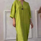👗Robe décontractée et respirante de couleur unie avec manches 3/4 et col en V