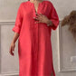 👗Robe décontractée et respirante de couleur unie avec manches 3/4 et col en V