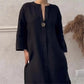 👗Robe décontractée et respirante de couleur unie avec manches 3/4 et col en V
