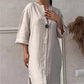 👗Robe décontractée et respirante de couleur unie avec manches 3/4 et col en V