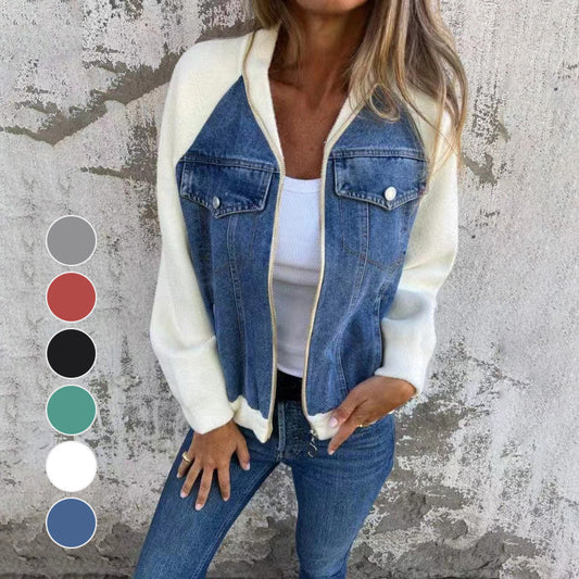 🔥Vente du vendredi noir : 50% de réduction🔥Veste en denim à fermeture éclair pour femme
