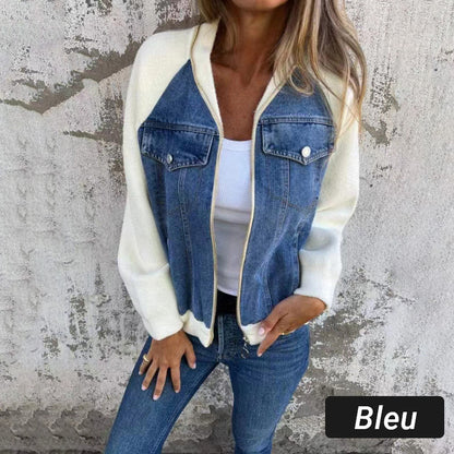 🔥Vente du vendredi noir : 50% de réduction🔥Veste en denim à fermeture éclair pour femme