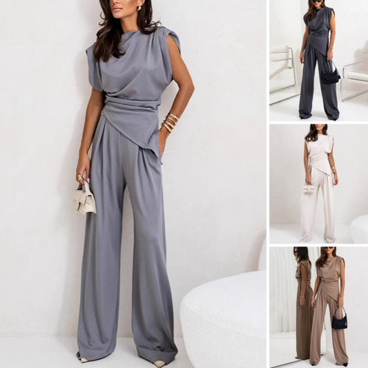 🎁 Vente chaude 50% de réduction 🔥Ensemble deux pièces élégant de couleur unie pour femmes