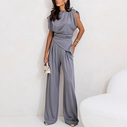 🎁 Vente chaude 50% de réduction 🔥Ensemble deux pièces élégant de couleur unie pour femmes