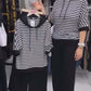 Ensemble pour femme : haut rayé et pantalon de couleur unie