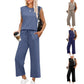 🌺New Arrival Hot Sale🌺Ensemble deux pièces décontracté pour femme, haut à manches courtes et pantalon court à jambes larges
