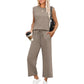 🌺New Arrival Hot Sale🌺Ensemble deux pièces décontracté pour femme, haut à manches courtes et pantalon court à jambes larges
