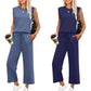 🔥Nouveau ensemble 2 pièces pour femmes : haut sans manches et pantalon à jambes larges