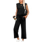 🔥Nouveau ensemble 2 pièces pour femmes : haut sans manches et pantalon à jambes larges