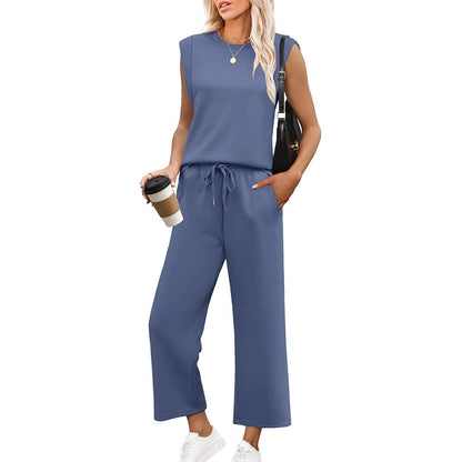 🔥Nouveau ensemble 2 pièces pour femmes : haut sans manches et pantalon à jambes larges