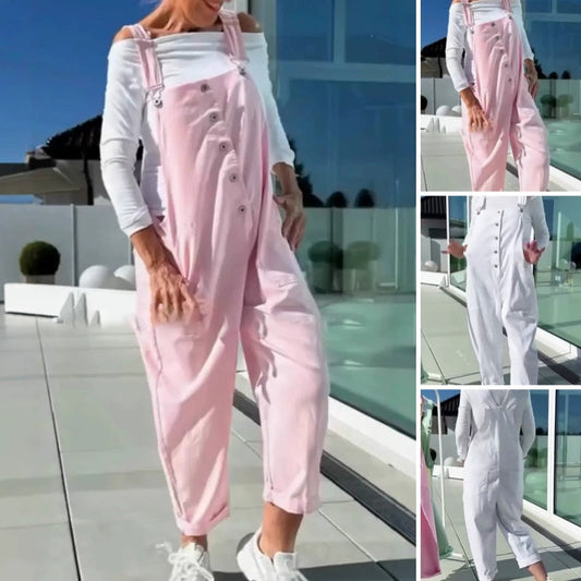 👗Un indispensable doux et décontracté ! Combinaison pour femme à bretelles réglables, couleur unie ✨