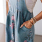 🌸 50 % de réduction🌸 Vintage Floral Printed Denim Jumpsuit