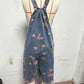 🌸 50 % de réduction🌸 Vintage Floral Printed Denim Jumpsuit