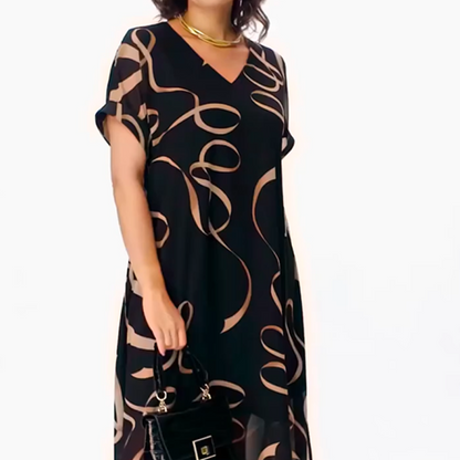 🌟Robe midi fluide avec décolleté en V(🔥50% de réduction)