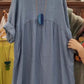 💃Robe décontractée ample à col rond et manches 3/4 pour femme, couleur unie, avec poches