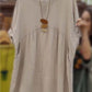💃Robe décontractée ample à col rond et manches 3/4 pour femme, couleur unie, avec poches
