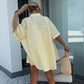 Ensemble 2 pièces chemise à manches courtes et short taille haute de couleur unie vibrante