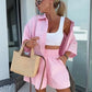 Ensemble 2 pièces chemise à manches courtes et short taille haute de couleur unie vibrante