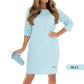 Robe col rond à manches 3/4 et poches