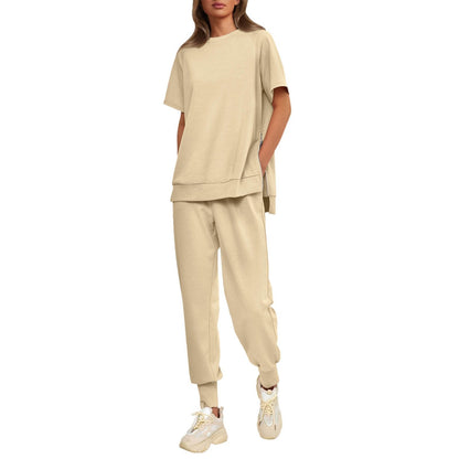 Ensemble deux pièces décontracté pour femmes - T-shirt et pantalon de survêtement