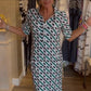 Robe à motif géométrique avec manches courtes et col de chemise