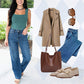 Jeans stretch cargo à jambe large et à taille haute pour femmes