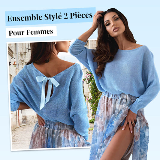 Ensemble de Haut avec Nœud au Dos et Jupe en Tulle pour Femmes