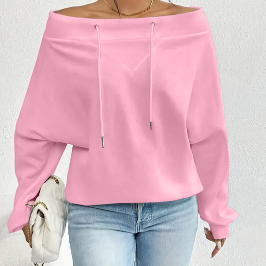 ✨Sweat-shirt à épaules dénudées pour femme avec col à cordon🔥