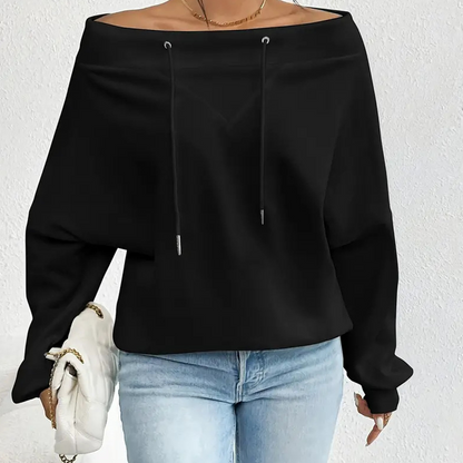 ✨Sweat-shirt à épaules dénudées pour femme avec col à cordon🔥