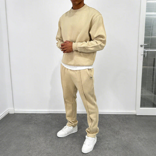 🔥Décontracté et élégant✨Ensemble 2 pièces pour homme composé d'un haut uni et d'un pantalon de jogging taille haute