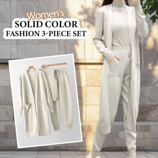 Women's Solid Color Fashion 3-Piece Set