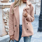 Manteau Court en Peluche Chaud avec Col à Revers Cranté pour Femmes