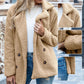 Manteau Court en Peluche Chaud avec Col à Revers Cranté pour Femmes