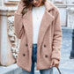 Manteau Court en Peluche Chaud avec Col à Revers Cranté pour Femmes