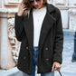 Manteau Court en Peluche Chaud avec Col à Revers Cranté pour Femmes