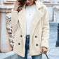 Manteau Court en Peluche Chaud avec Col à Revers Cranté pour Femmes