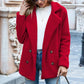 Manteau Court en Peluche Chaud avec Col à Revers Cranté pour Femmes