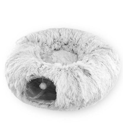 Lit tunnel rond souple pliable 2 en 1 pour chat d'intérieur